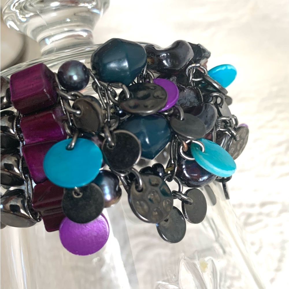 Women’s Hematite Abalone Shell Statement Bracelet… - image 3